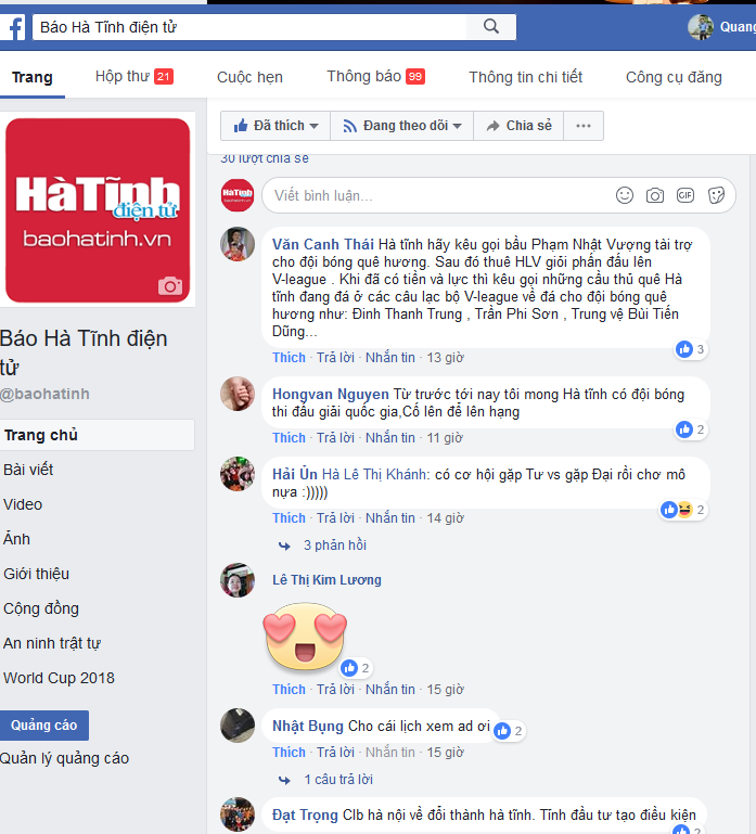 Cộng đồng mạng háo hức, mong chờ thành lập CLB bóng đá Hà Tĩnh