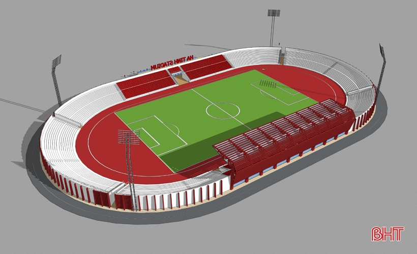 Toàn cảnh sân vận động Hà Tĩnh sau khi được cải tạo, nâng cấp