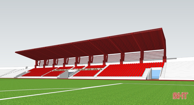 Toàn cảnh sân vận động Hà Tĩnh sau khi được cải tạo, nâng cấp